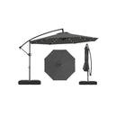 Solar Offset Hanging Umbrella With 32 LED Lights And 360 Rotation