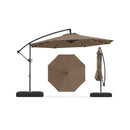 Solar Offset Hanging Umbrella With 32 LED Lights And 360 Rotation