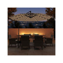 Solar Offset Hanging Umbrella With 32 LED Lights And 360 Rotation