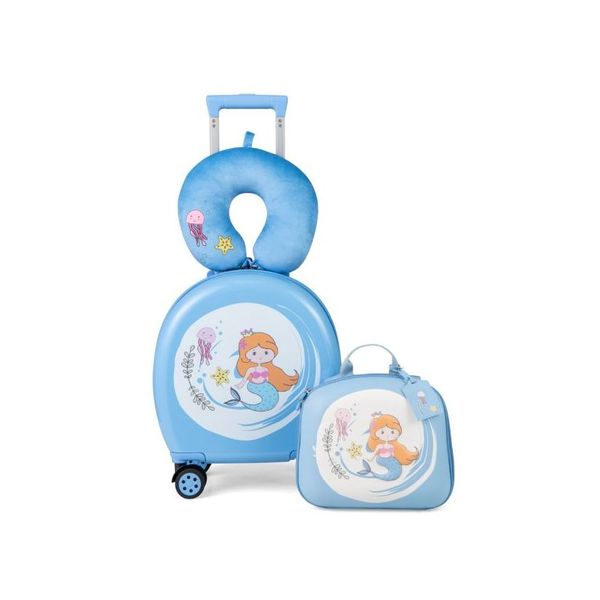4 Piece Kids Luggage Suitcase Set With Hardside Spinner