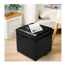 40cm Pu Leather Cube Storage Ottoman With Lid Black