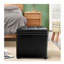 40cm Pu Leather Cube Storage Ottoman With Lid Black
