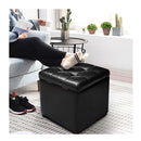 40cm Pu Leather Cube Storage Ottoman With Lid Black