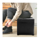 40cm Pu Leather Cube Storage Ottoman With Lid Black