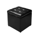 40cm Pu Leather Cube Storage Ottoman With Lid Black