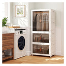 420L Storage Bins With Lid Portable Plastic Wardrobe Organizer White