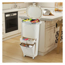 42L 3 Layer Sorting Trash Bin With 2 Removable Buckets And Step Pedal