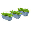49.5cm Blue Rectangular Planter Vegetable Herb Flower Outdoor Plastic Box with Holder Balcony Garden Decor Set of 3
