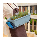 49.5cm Blue Rectangular Planter Vegetable Herb Flower Outdoor Plastic Box with Holder Balcony Garden Decor Set of 3
