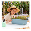 49.5cm Blue Rectangular Planter Vegetable Herb Flower Outdoor Plastic Box with Holder Balcony Garden Decor Set of 3