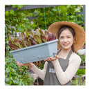 49.5cm Blue Rectangular Planter Vegetable Herb Flower Outdoor Plastic Box with Holder Balcony Garden Decor Set of 3
