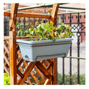 49.5cm Blue Rectangular Planter Vegetable Herb Flower Outdoor Plastic Box with Holder Balcony Garden Decor Set of 3