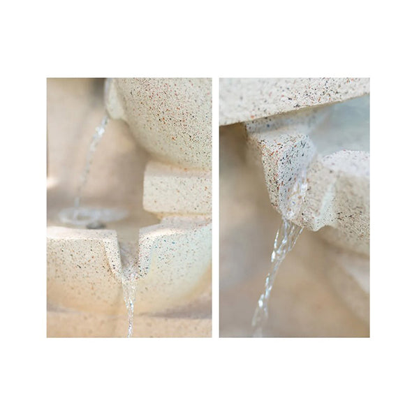 4 Bowl Solar Powered Water Feature Fountain With Led Light Sand Colour