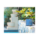 4 Bowl Solar Powered Water Feature Fountain With Led Light Sand Colour