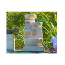 4 Bowl Solar Powered Water Feature Fountain With Led Light Sand Colour