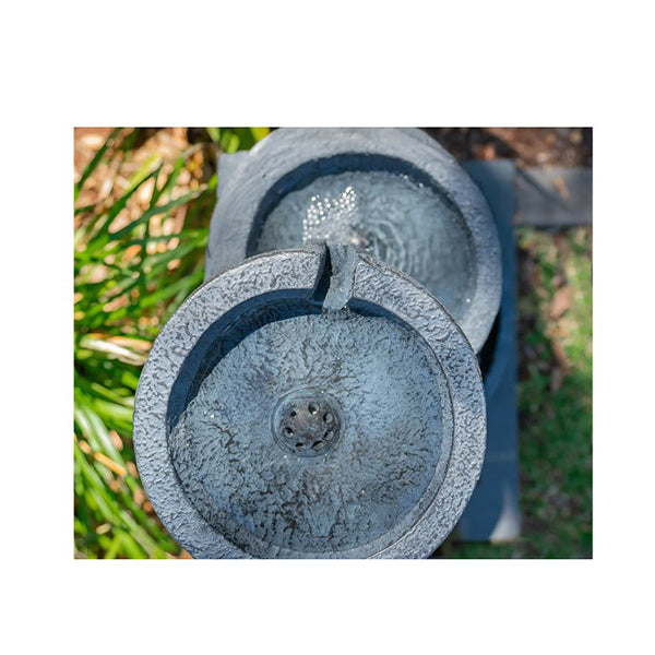 4 Bowl Solar Powered Water Feature Fountain With Led Lights Charcoal