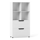 4 Cube Bookcase With 2 Drawers 130Cm 5Tier Tall Freestanding Bookshelf