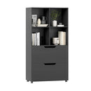 4 Cube Bookcase With 2 Drawers 130Cm 5Tier Tall Freestanding Bookshelf