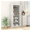 4 Door Kitchen Pantry With 6 Tier Shelves For Dining Room White