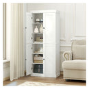 4 Door Kitchen Pantry With 6 Tier Shelves For Dining Room White