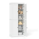4 Door Kitchen Pantry With 6 Tier Shelves For Dining Room White