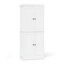 4 Door Kitchen Pantry With 6 Tier Shelves For Dining Room White
