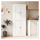 4 Door Kitchen Pantry With 6 Tier Shelves For Dining Room White