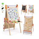 4 In 1 Adjustable Kids Art Easel With Double Sided Blackboard