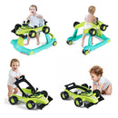 4 In 1 Baby Walker Foldable Activity Car Blue And Green