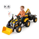 4In1 Kids Ride On Tractor 12V With Trailer And Adjustable Seat Yellow