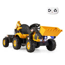 4In1 Kids Ride On Tractor 12V With Trailer And Adjustable Seat Yellow