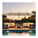 4 M Double Sided Patio Umbrella With Base And Solar Lights