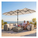 4 M Double Sided Patio Umbrella With Base And Solar Lights