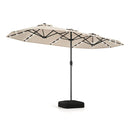 4 M Double Sided Patio Umbrella With Base And Solar Lights