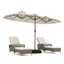 4 M Double Sided Patio Umbrella With Base And Solar Lights