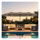 4 M Double Sided Patio Umbrella With Base And Solar Lights