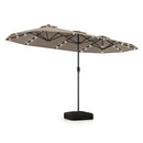 4 M Double Sided Patio Umbrella With Base And Solar Lights