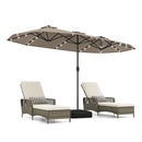 4 M Double Sided Patio Umbrella With Base And Solar Lights