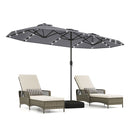4 M Double Sided Patio Umbrella With Base And Solar Lights