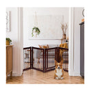 4 Panel Folding Dog Fence With Walk Through Door Coffee