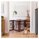 4 Panel Folding Dog Fence With Walk Through Door Coffee