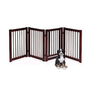 4 Panel Folding Dog Fence With Walk Through Door Coffee
