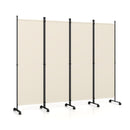 4 Panel Folding Room Divider With Lockable Wheels