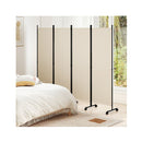 4 Panel Folding Room Divider With Lockable Wheels