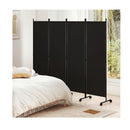 4 Panel Folding Room Divider With Lockable Wheels