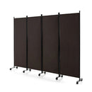 4 Panel Folding Room Divider With Lockable Wheels