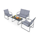 4 Pc Garden Patio Bistro Furniture Set With Loveseat Coffee Table