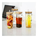 4Pcs 650Ml Mason Jar Glass Cups Handle Bamboo Lids