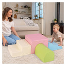 4 Piece Climb And Crawl Foam Block Play Set For Infant Baby Pink