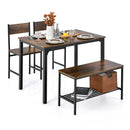 4 Piece Dining Table And Chair Set With Metal Frame And Storage Rack